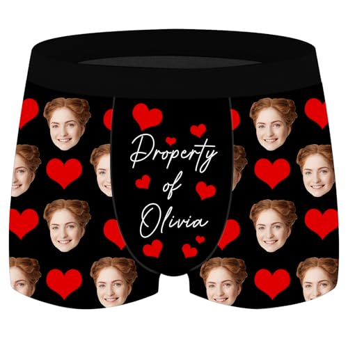Rainsar Personalised Boxers for Men Custom Photo Underwear for Him Boyfriend Husband Personalised Gifts for Valentines Day Anniversaries Weddings Birthday (S-5XL)