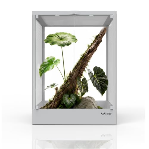 Reptile Terrarium 18x18x24 32 Gallon Aluminum Frame Full Glass Tank Enclosure for Small Reptiles Geckos Frogs Lizards Snakes Spiders Turtles Vertical Rainforest Habitat