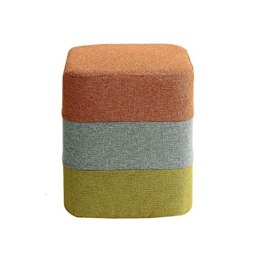 Tabouret de rangement pour petits espaces : petit pouf orange carré stable - 2