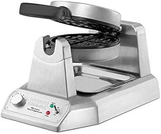 Waring Commercial WW180X Heavy Duty Single Belgian Waffle Maker, Coated Non Stick Cooking Plates, Produces 25 waffles per hour, 120V, 1200W, 5-15 Phase Plug, Silver, 12.5 x 17.88 x 10.5 inches