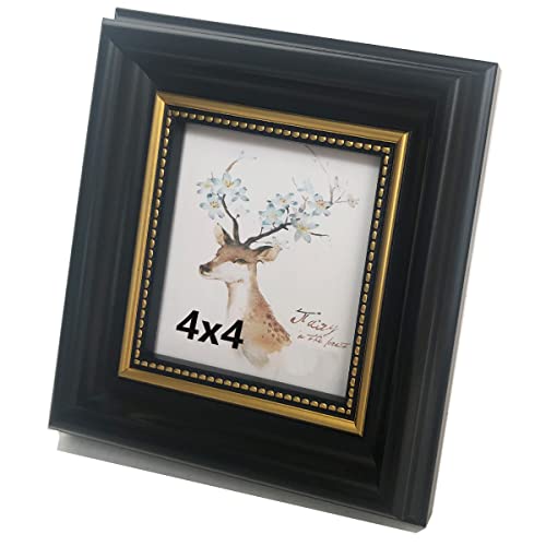 Framewold 4X4 Picture Frame Black Square Frames Desktop Display Mount On The Wall.front Opening: 3.5 X 3.5 Inch.plexiglass Panel (Not Glass), Plastic Packaging (Not Carton). #TOP19