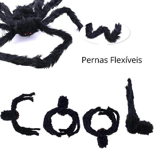 Aranha Peluciada Gigante Halloween 75cm Decoração Halloween Festa Tematica Animafest