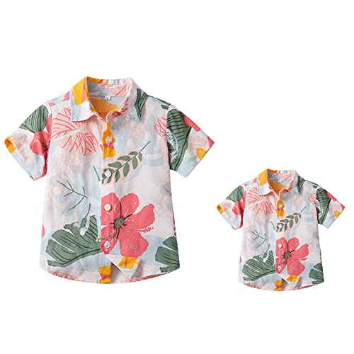 Image of Daddy and Me Matching Outfits Hawaiian Father and Son Matching Shirts for Family Photoshoot Summer Men Boys Father's Day Tops