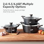 SENSARTE Nonstick Stock Pot with Lid, 2.6/4.5/6.6 QT Soup Pot Casserole Pot, Healthy Pasta Pot, Large Deep Cooking Pot, Big Sauce Pot Stew Pot, Induction Compatible, PFOA PFOS APEO Free, Black - Image 3