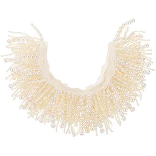 Gatuida Adorno de Cuentas de Perlas Borlas para Ropa, Cinta Decorativa de 1 Metro, Suministro para Manualidades y Costura, Ribete de Flecos Perlas para Vestidos y Accesorios