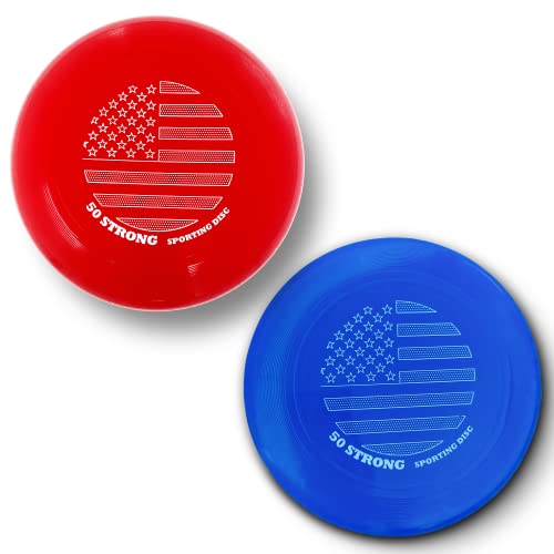50 Strong Brand 145 Gram Flying Disc 2 Pack | Frisbee-Style Outdoor Games | Engineered for Flight | Fun Adult Beach Toys | Made in USA | Multiple Colors & Designs