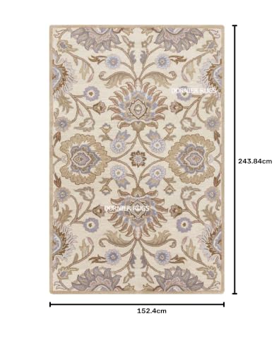 Image of 5x8 Ft Wool Floor Rug - Premium Handcrafted Woolen Tufted Carpet for Home & Office Use