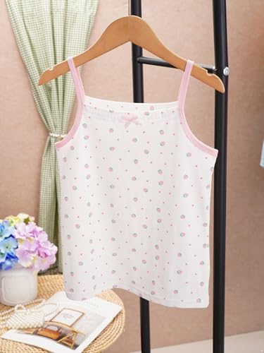 Jugaoge Kids Girls Bowknot Lace Trim Tank Tops Spaghetti Straps Sports Dance Camisole Vest Basic Undershirts3