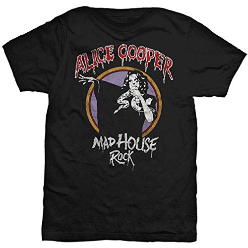 Alice Cooper Mad House Rock Officiel T-Shirt Hommes Unisexe - Les Beatles, Paul McCartney, John Lennon, RIngo Starr, George Harrison Alice Cooper Mad House Rock Officiel T-Shirt Hommes Unisexe