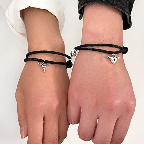 Image of Young & Forever Gift Fashion Long Distance Touch Gold Silver Rose Gold Couples Friendship Best Friend hand Couple matching Mens Magnetic Magnet bracelets for Women /Girls Silver bracelet for Men /Boys