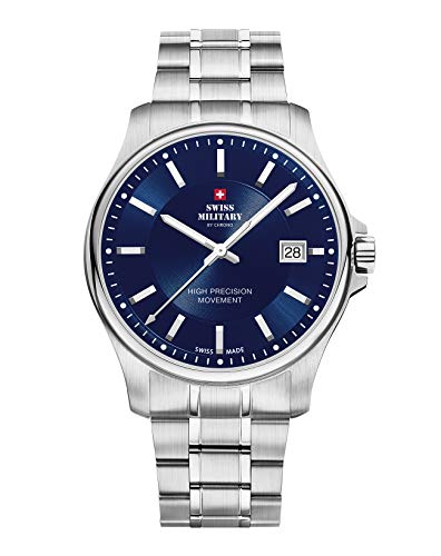 Swiss Military by Chrono Herren Uhr Armbanduhr Quarzwerk mit Edelstahl Metallarmband Analoge Herrenuhr Silber SM30200.03