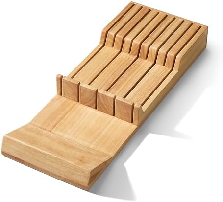 Cook N Home In-Drawer Knife Block Organizer, 9-Slot Kitchen Knife...