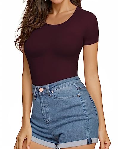 Image of MANGOPOP Women's Scoop Neck Long Sleeve Stretchy Basic Bodysuit Jumpsuits