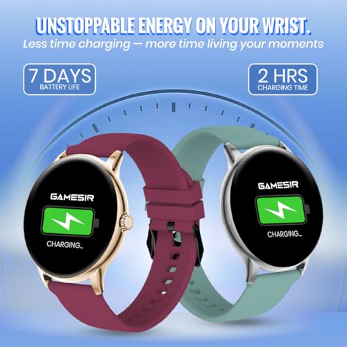 Image of GameSir Glavito Round Dial Smartwatch with 1.49 inch AMOLED Display, 100+ Sports Modes, IP67, Bluetooth Calling, Functional Crown Control, Health Tracking, 100+ Watch Faces for Men & Women (Maroon)