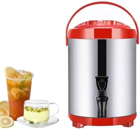 Wiadro na mleko ze stali nierdzewnej Dozownik wody ze stali nierdzewnej - Wiadro do kawy Termos z pokrywką i wylewką (czerwony, 12L) Ulz 000547 plastikowy czajnik do nalewania gospodarstwa