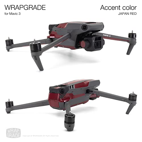 Image of WRAPGRADE Partial Skin Stickers for DJI Mavic 3 Pro Accent Color (Japan RED)