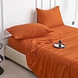 4 Piece Full Sheet Set - Super Soft Breathable Cooling Bed Sheets King Size 16 Inch Extra Deep Pocket, Hotel Luxury Bedding & Pillowcases, Wrinkle Free Oeko-Tex - Pumpkin