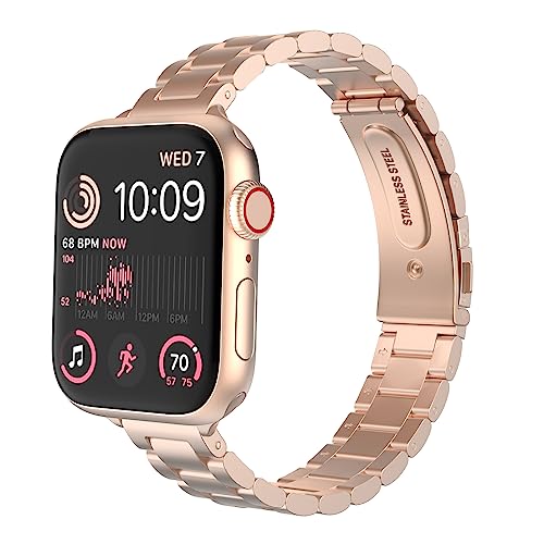 MoKo Slim Metal Band Compatible with Apple Watch Series 11/10 42mm, 9/8/7 41mm, SE3/SE2/SE/6/5/4 40mm, 3/2/1 38mm