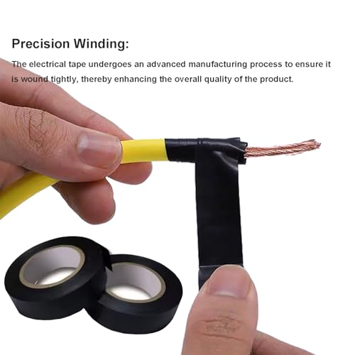 Image of Black Electrical Tape 2 in x 66ft, PVC Insulation Tape, Flame Retardant & Weather Resistant, Heavy Duty for Professional Wiring, Automotive, and Household Repairs