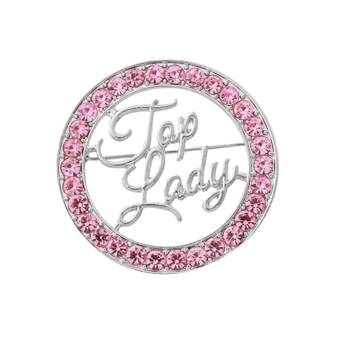 Image of Women Brooch Pink Diamond Top Lady Letters Social Broach TLOD Pin Gifts Jewelry