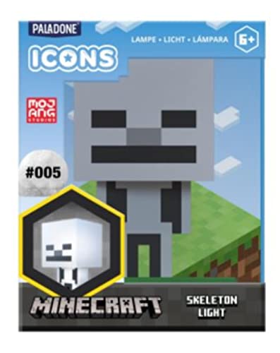 Paladone Minecraft Skeleton Icon Light Up Figure, Officially Licensed Collectible, Multicolour (PP8999MCF)