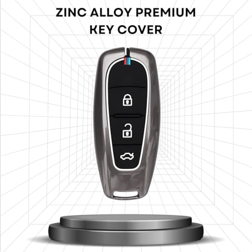 Image of KEYCEPT Metal Alloy Key Cover for Suzuki Baleno | Grand Vitara | S Cross | Ciaz | Swift | Ignis | XL6 | Fronx | Brezza | Jimny 3 Button Smart Key with Keychain (Short Keychain).