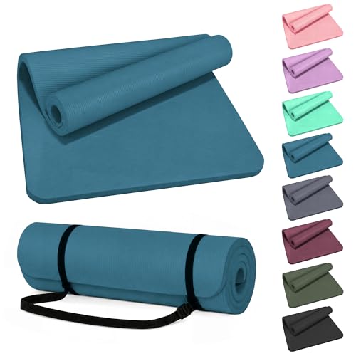 HULKFIT 1" Extra Thick Yoga Mat, High Density Non Slip Exercise Mat with Carrying Strap, Fitness Mat for Pilates, Fitness,Home Gym & Floor Workouts(Navy Blue)
