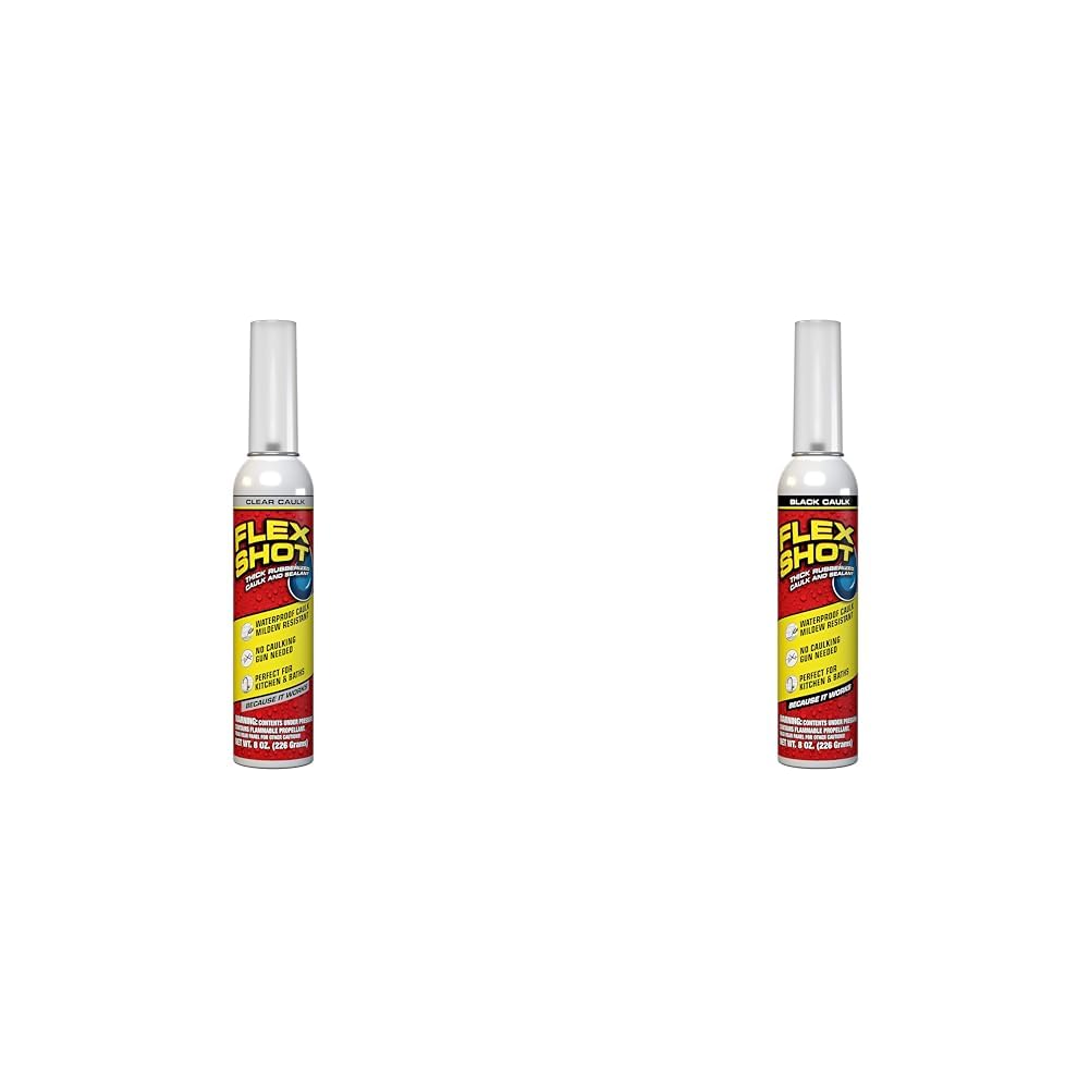 Flex Shot Rubber Adhesive Sealant Caulk 8 oz and Flex Shot Black 8 oz Flexible Rubber Silicone Sealant