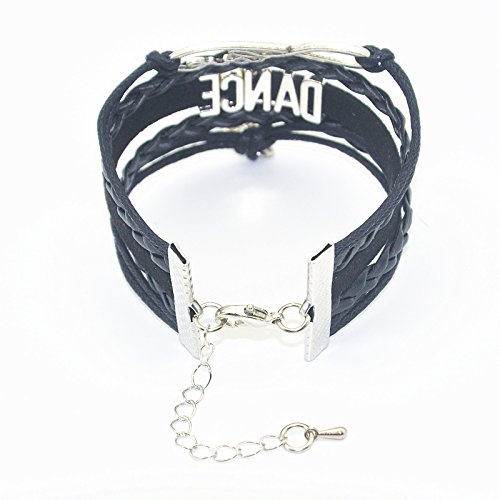HHHbeauty Dance Bracelet Dancing - Infinity love Belly Ballroom Just Dance Charm Bracelet Dancer Gifts For Dancer, Dance Mom, Dance Teacher, Dance Lovers ((Black)4