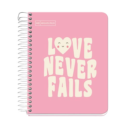 Miquelrius - Taccuino A6, taccuino, 1 nastro, 100 fogli 90 g/m², 7 mm a righe, senza foratura, copertina in cartone rigido, rosa