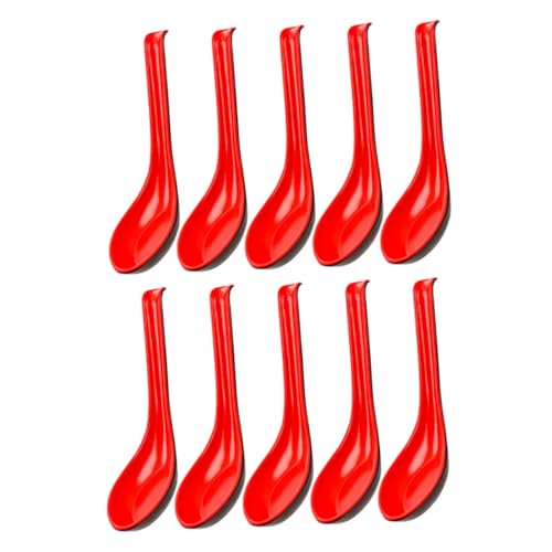 GRIRIW 10pcs Melamine Spoon Household Ramen Spoon Soup Serving Spoon Household Dinner Spoon Soup Dumpling Spoon Large Spoon Multi-function Soup Spoon Japanese Ramen Spoons