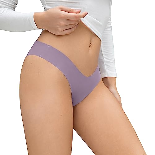 Image of DEANGELMON Women Seamless Bikini Cheeky Underwear Invisible No Show Panties V-Waist Hipster Ladies Soft Stretch Multi Pack