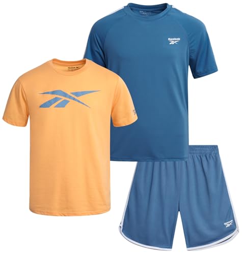 Reebok Conjunto de shorts atléticos para meninos – 3 peças de roupas de verão com camisetas gráficas