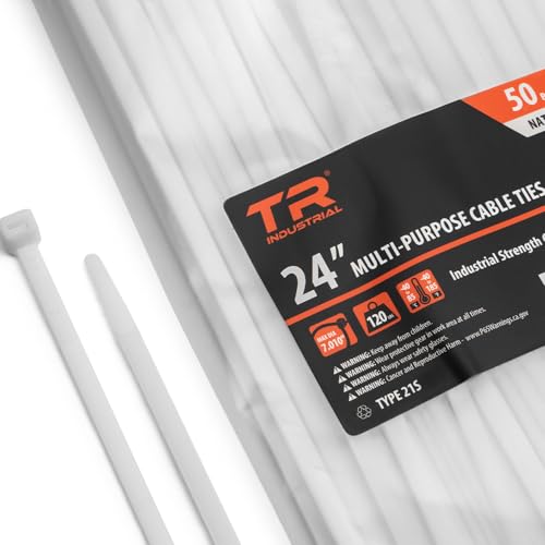 TR Industrial Multi-Purpose Natural Cable Ties, 24 inches, 50 Pack