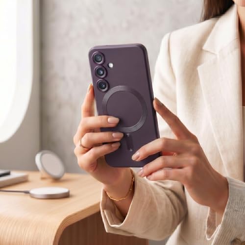 Image of amazon basics Premium Mag-Safe Case for Samsung Galaxy A14 4G / A14 5G | Shockproof & Anti-Scratch Cover | Soft Silicone with Wireless Charging | Camera Lens Guard - Purple