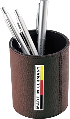 Handmade in Germany Stifteköcher Leder dunkelbraun weiches genarbtes Rindnappaleder - erhältlich in 5 Farben excl. Marke EuroStyle Cover