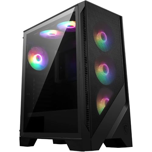 MSI MAG Forge 120A Airflow Premium Gaming PC Case: Auto RGB Fan, Vertical GPU Bracket, Side Air Vents, 360mm Radiator Support, 4mm Thick Tempered Glass, Supports Up to 8 Fans