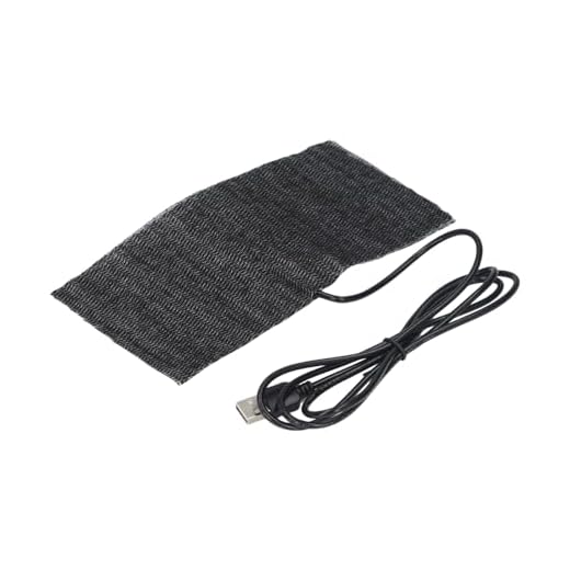 USB Heating Pad, Carbon Fiber Heating Mat 7.87 x 3.94Inch (20 x 10cm) Heating Pads Black 5V for Women Men or Pet