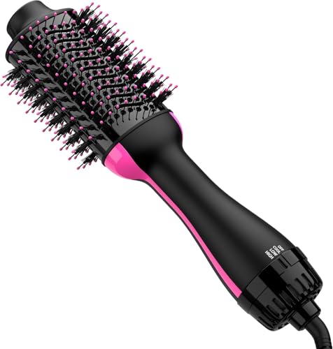 4-in-1 Hair Dryer Brush, Blow Dryer & Styler Volumizer with Negative Ion Anti-Frizz, Ceramic Titanium Barrel, Hot Air Hair Straightener for Smooth, Shiny Hair (1000W)