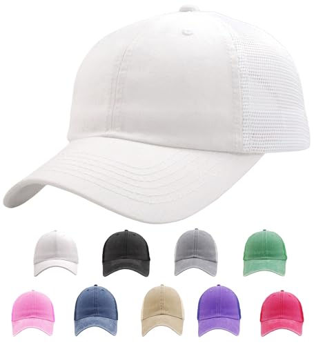 Image of Vintage Washed Snapback Baseball Hat for Men Women, Unstructured Cotton Crown /Soft Mesh /Flexible Visor /Foldbale for Pocket