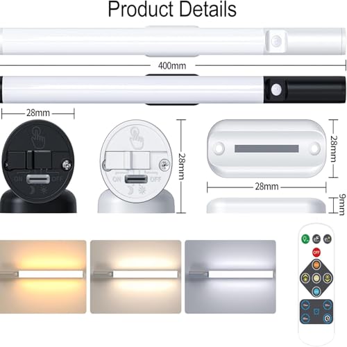 Luz LED de pared sin cables para evitar tropiezos nocturnos con sensor y batería recargable 2