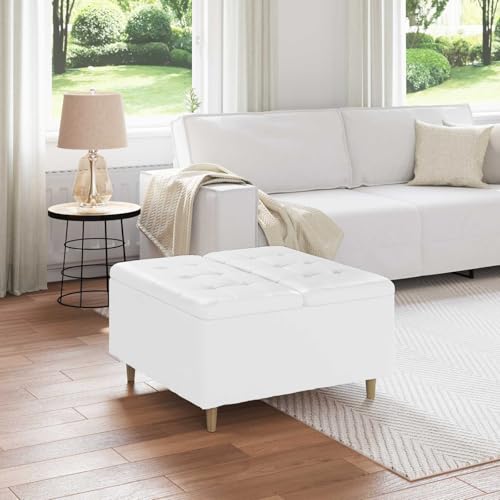 Sous-main de rangement cuir synthétique blanc 80x80x45cm antidérapant - 2