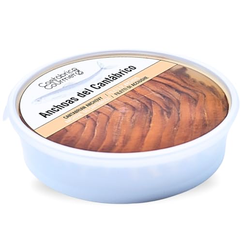 Anchoas de Santoña | Anchoas del Cantábrico en Aceite | 65 Filetes Artesanales Premium | Anchoa Gourmet (500gr) en pandereta | Sabor Intenso Ligero en Sal | Elaborado por Casa Santoña