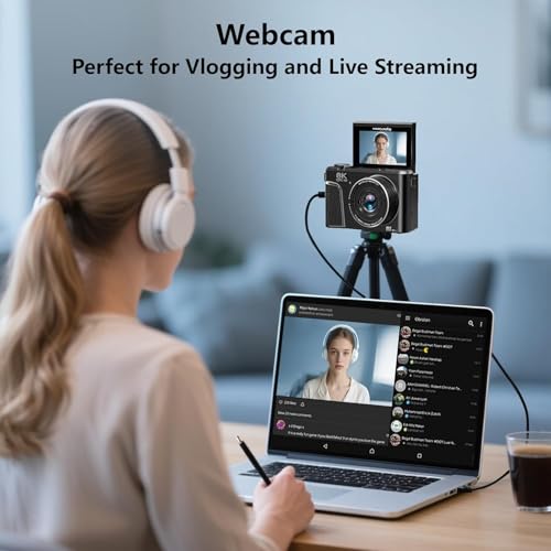 Image of 8K Digital Camera, 88MP Vlogging Camera for YouTube /Photography with 3 inch 180 Flip Screen, Fill Light, WiFi, Filters, Beauty Features Includes 32GB SD Card & 2 Batteries (CAM19)