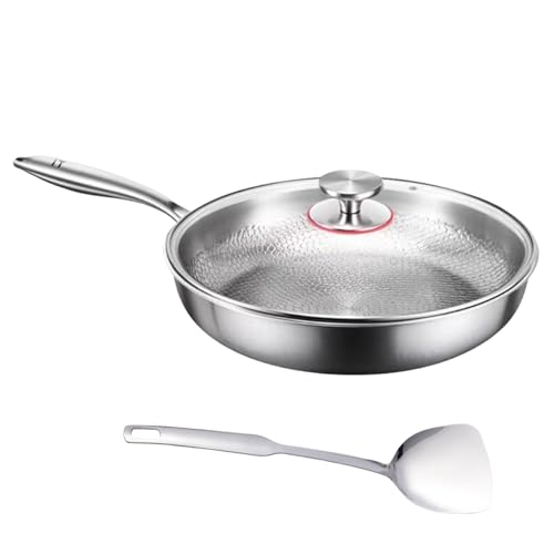LUOFENG Titaniums - Juego de sartenes antiadherentes con tapa y espátula, utensilios de cocina resistentes a los arañazos para múltiples estufas