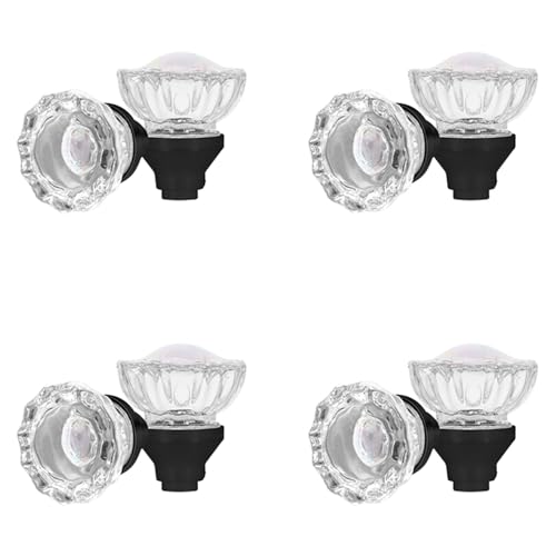 Image of 4 Pack Clear Crystal Door Knobs Privacy or Passage Function,Octagonal Diamond Glass Interior Knob with Spindle Matt Black Finished