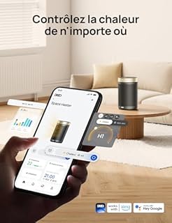 Dreo Chauffage d'appoint, chauffage electrique soufflant economique avec thermostat, minuterie 1-12H, mode éco, chauffage céramique PTC rapide de 1500 W en toute sécurité, Chauffage 316S