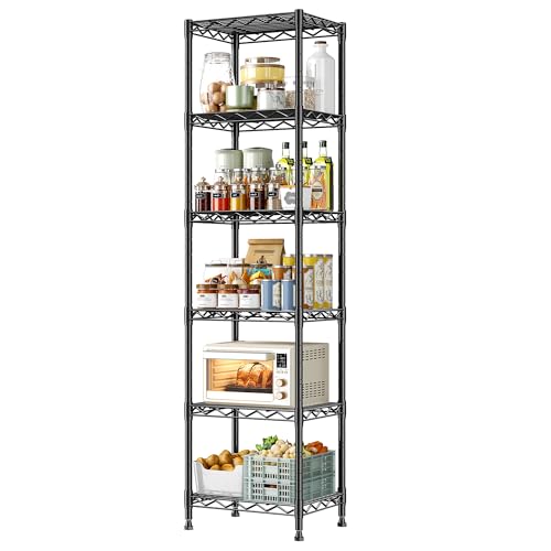 Image of DurayLoly 6 Wire Shelving Metal Shelves Storage Rack:Adjustable Storage Shelves Standing Shelf Units and Narrow Shelf for Laundry Bathroom Kitchen Pantry Closet Office 15.8 inch w*11.8 inch D*63 inch H