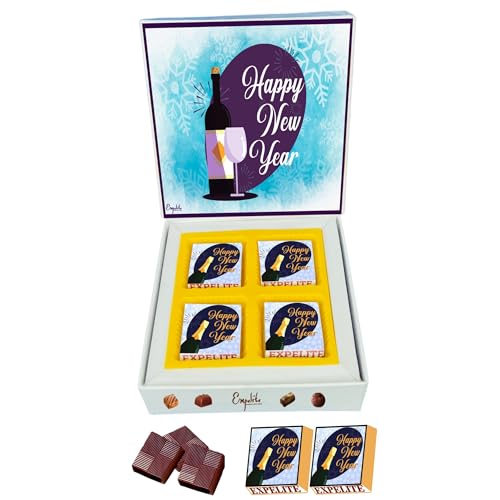 Image of Expelite Merry Christmas and Happy New Year Chocolate Gift Box - 4 pc Merry Christmas and Happy New Year Gift For Girlfriend, Boyfriend