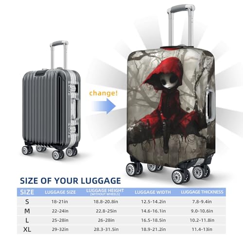 Dark Red Hooded Girl Travel Luggage Covers - Elasticity Suitcase Covers Protector for Luggage 18-32 Inch2